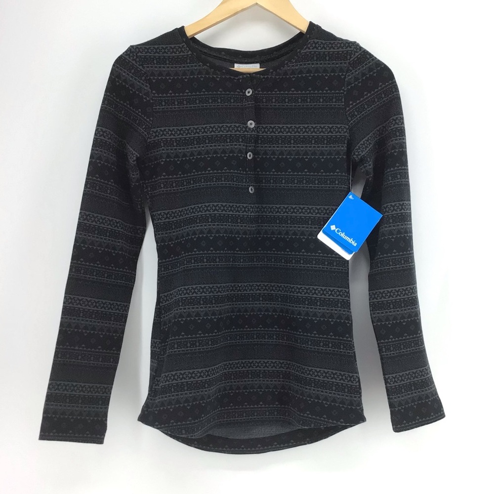 Columbia Dark Grey Aspen Lodge Jacquard Henley Top